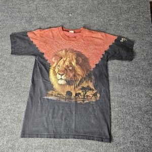 Vintage Rainforest Cafe Shirt Mens Medium Multicolor Lion Safari Graphic Tee 90s